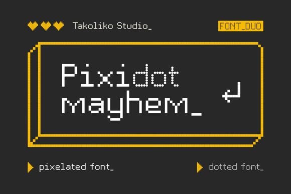 Pixidot Mayhem: A Nostalgic Display Font for Crafting Identity